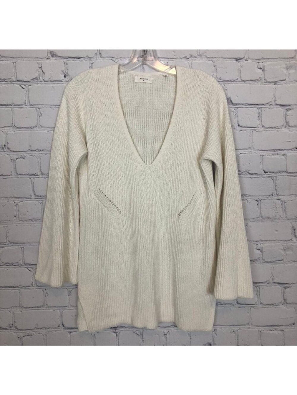 Billy Reid Cream Ribbed Sweater Size M Cotton Linen Blend